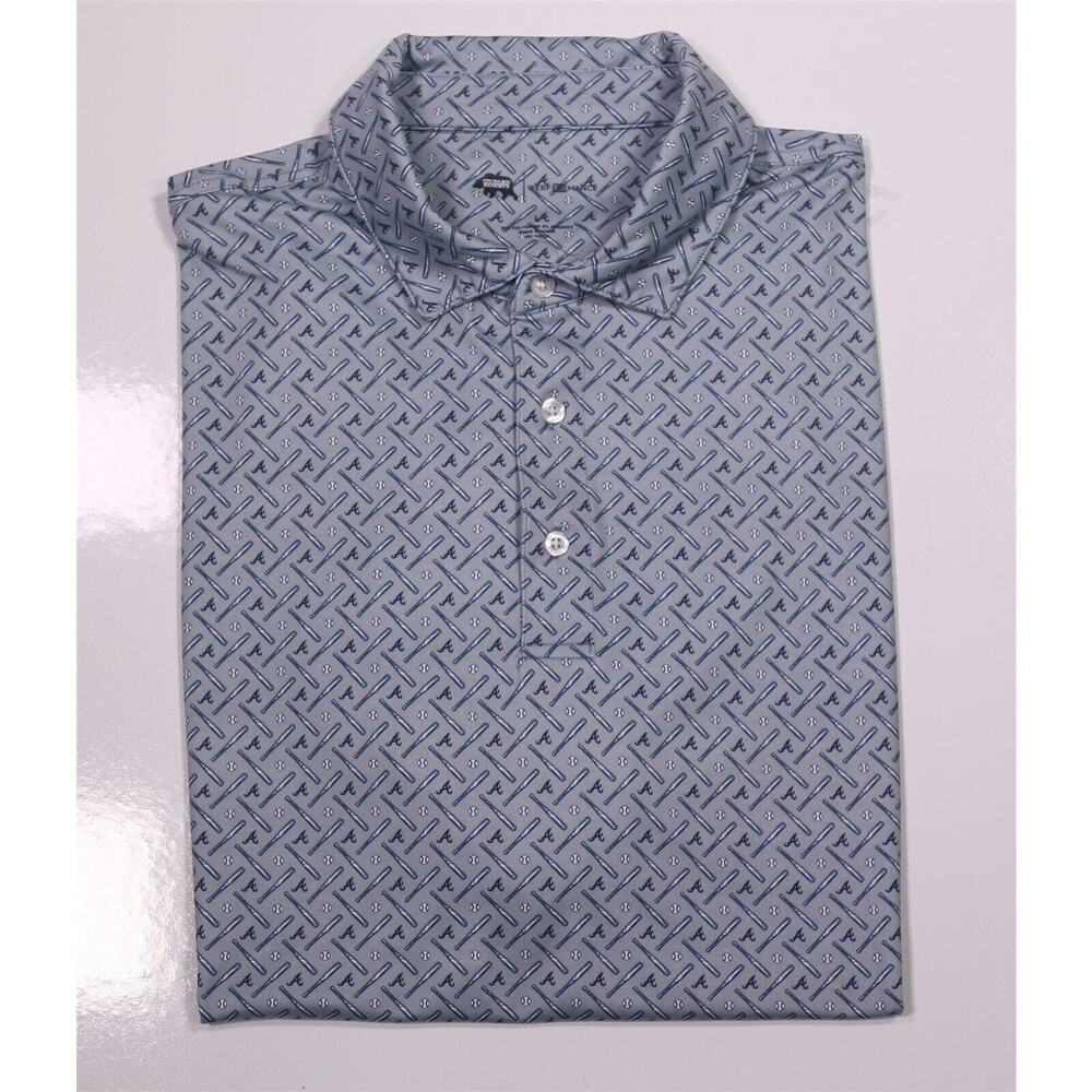 Onward Reserve x Atlanta Braves Gray Geometric Print Golf Polo Shirt Men's Large